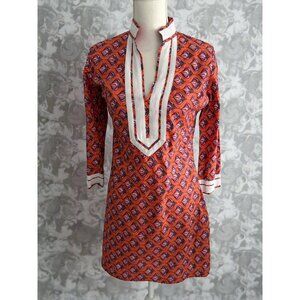 LAUREN GOLD Resort Orange Patterned Tunic Dress Size 4 NEW NWOT